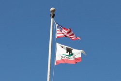 California state flag and US flag